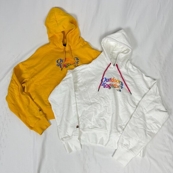 Lot of 2 North Face Womens Pride Pride Rainbow Yellow/White Hoodie LARGE B18.2 - Picture 1 of 9
